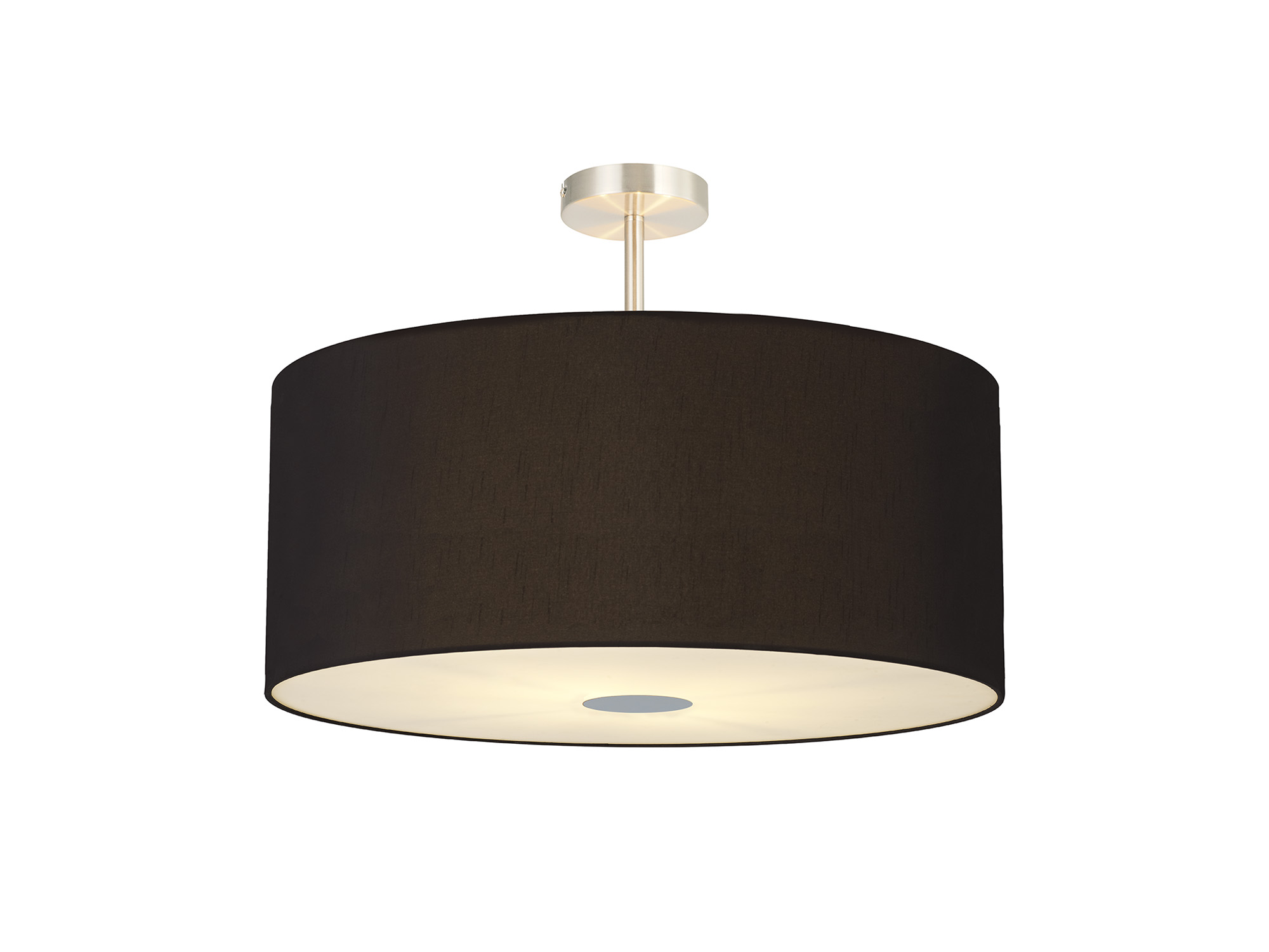 DK0535  Baymont 60cm Semi Flush Flush 5 Light Satin Nickel, Midnight Black/Green Olive, Frosted Diffuser